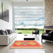 Square Machine Washable Contemporary Scarlet Red Rug in a Living Room, wshcon3081