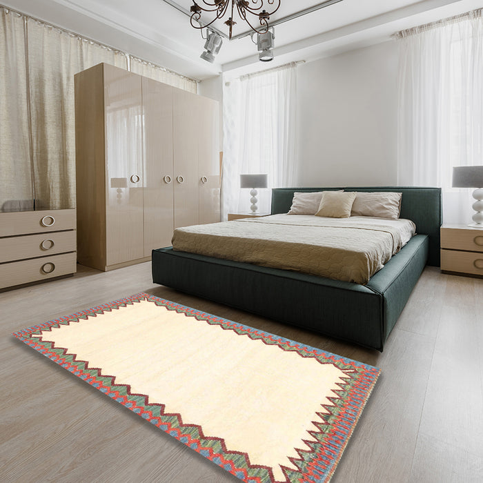 Machine Washable Contemporary Camel Brown Rug in a Bedroom, wshcon3083