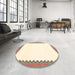 Round Contemporary Camel Brown Solid Rug in a Office, con3083