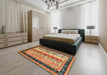 Contemporary Fire Brick Red Modern Rug in a Bedroom, con3085