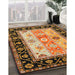 Contemporary Metallic Gold Abstract Machine Washable Rug in a Family Room, wshcon3088
