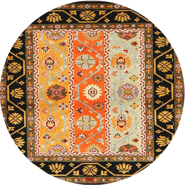 Square Contemporary Metallic Gold Abstract Machine Washable Rug, wshcon3088