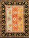 Contemporary Metallic Gold Abstract Machine Washable Rug, wshcon3088