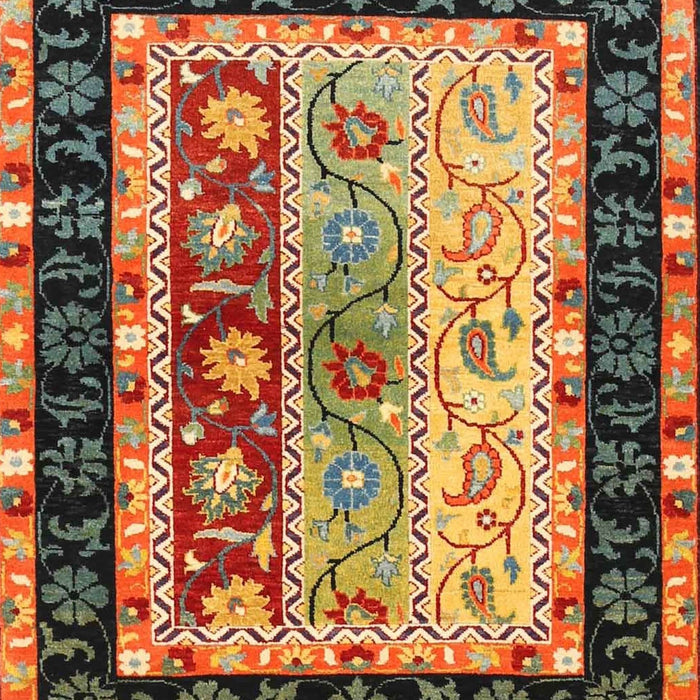 Contemporary Saffron Red Abstract Machine Washable Rug, wshcon3090