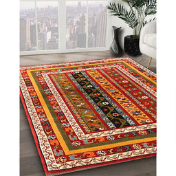 Contemporary Sand Brown Oriental Rug in Family Room, con3091