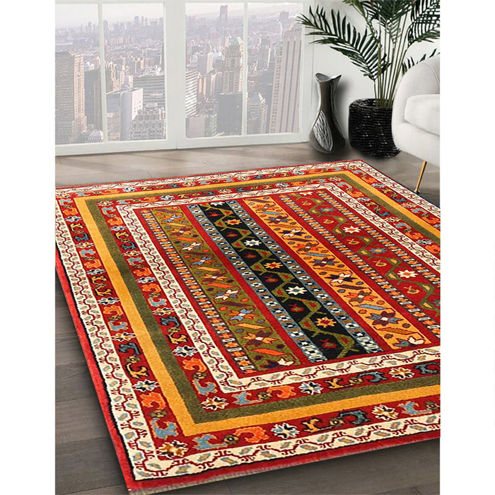 Contemporary Sand Brown Oriental Rug in Family Room, con3091