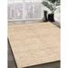 Contemporary Deep Peach Orange Solid Rug in Family Room, con309