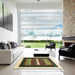 Square Contemporary Dark Brown Modern Rug in a Living Room, con310