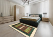 Contemporary Dark Brown Modern Rug in a Bedroom, con310