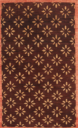 Contemporary Mahogany Brown Modern Rug, con311