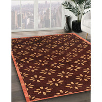 Contemporary Mahogany Brown Modern Rug, con311