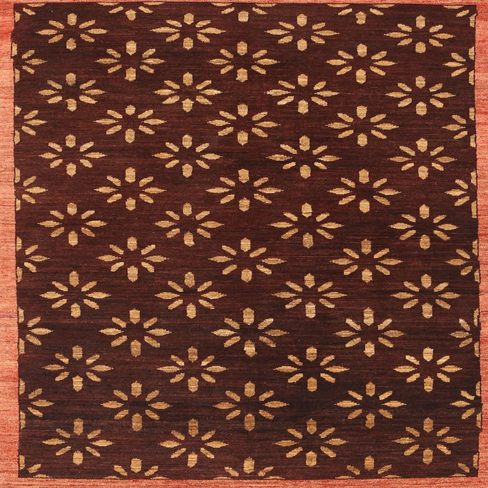 Square Contemporary Mahogany Brown Modern Rug, con311