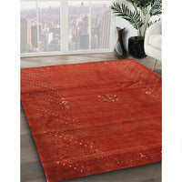 Contemporary Neon Red Modern Rug, con319