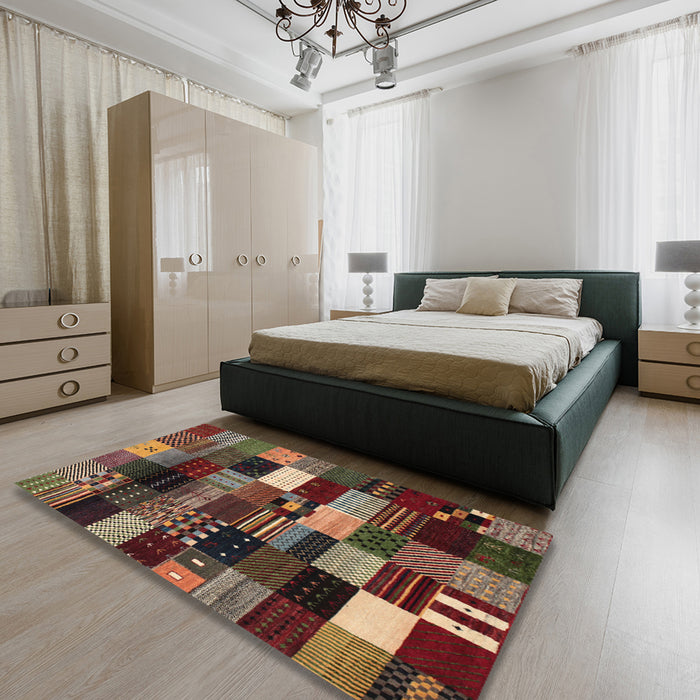 Contemporary Red Modern Rug in a Bedroom, con320