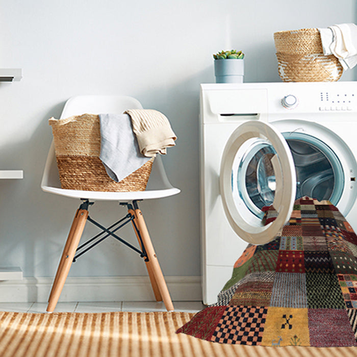 Machine Washable Contemporary Vermilion Red Rug in a Washing Machine, wshcon320