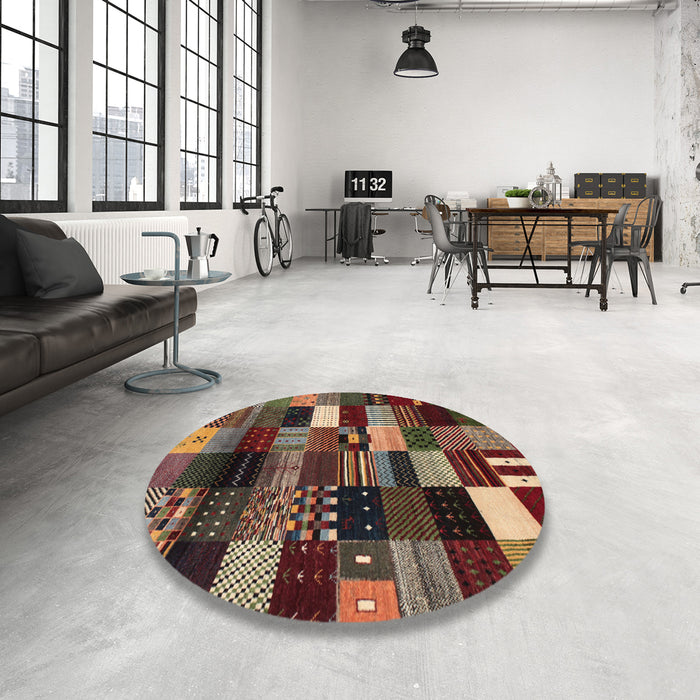 Round Machine Washable Contemporary Vermilion Red Rug in a Office, wshcon320