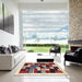 Square Machine Washable Contemporary Saffron Red Rug in a Living Room, wshcon321