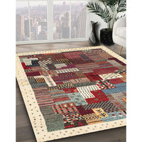 Contemporary Brown Red Modern Rug, con322