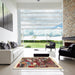 Square Machine Washable Contemporary Brown Red Rug in a Living Room, wshcon322