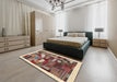 Machine Washable Contemporary Brown Red Rug in a Bedroom, wshcon322