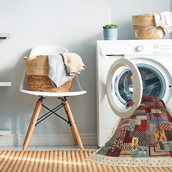 Machine Washable Contemporary Brown Red Rug in a Washing Machine, wshcon322