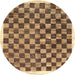 Sideview of Contemporary Saddle Brown Checkered Rug, con323