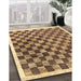 Contemporary Saddle Brown Checkered Rug in Family Room, con323