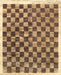 Contemporary Saddle Brown Checkered Rug, con323