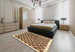 Contemporary Saddle Brown Checkered Rug in a Bedroom, con323