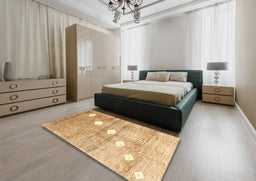 Contemporary Orange Modern Rug in a Bedroom, con324