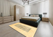 Contemporary Metallic Gold Solid Rug in a Bedroom, con325