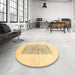 Round Contemporary Metallic Gold Solid Rug in a Office, con325