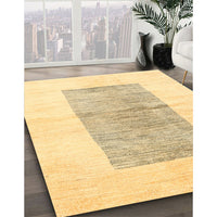 Contemporary Metallic Gold Solid Rug, con325