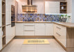 Contemporary Metallic Gold Solid Rug in a Kitchen, con325