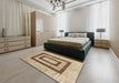 Machine Washable Contemporary Dark Gold Brown Rug in a Bedroom, wshcon326