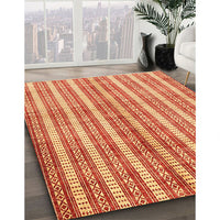 Contemporary Neon Red Modern Rug, con329