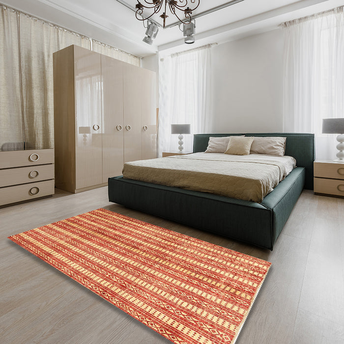 Machine Washable Contemporary Neon Red Rug in a Bedroom, wshcon329