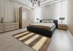 Machine Washable Contemporary Sangria Brown Rug in a Bedroom, wshcon330