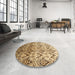 Round Contemporary Light Brown Modern Rug in a Office, con331