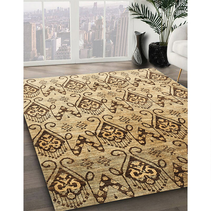 Contemporary Light Brown Modern Rug in Family Room, con331