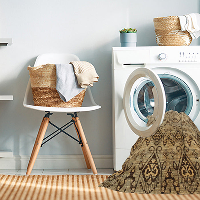 Machine Washable Contemporary Light Brown Rug in a Washing Machine, wshcon331