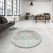 Round Contemporary Dark Gray Modern Rug in a Office, con332