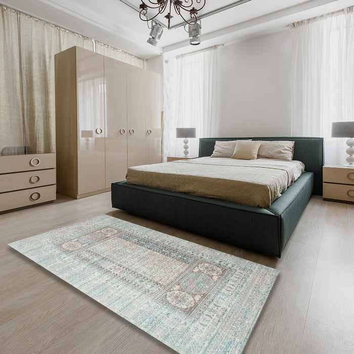 Contemporary Dark Gray Modern Rug in a Bedroom, con332
