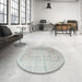 Round Contemporary Dark Gray Modern Rug in a Office, con333