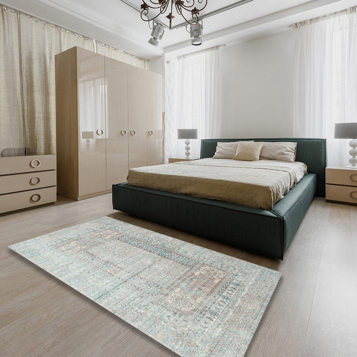 Machine Washable Contemporary Dark Gray Rug in a Bedroom, wshcon333