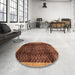 Round Contemporary Orange Modern Rug in a Office, con334