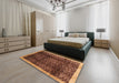 Contemporary Orange Modern Rug in a Bedroom, con334