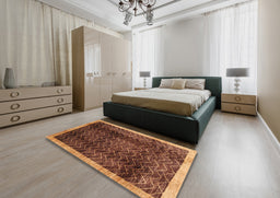 Contemporary Orange Modern Rug in a Bedroom, con334