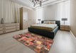 Machine Washable Contemporary Fire Brick Red Rug in a Bedroom, wshcon337