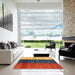 Square Contemporary Fire Brick Red Modern Rug in a Living Room, con340